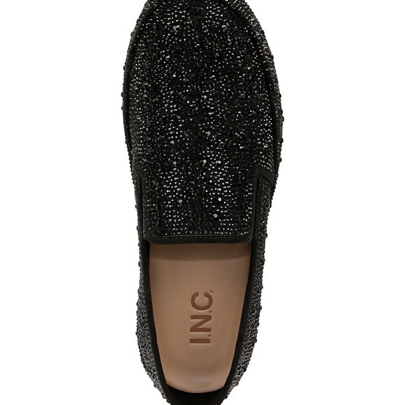 INC Sz 7 Lenna Black Bling Slip-On Heat Set Stone Embellished Sneakers - Picture 3 of 14